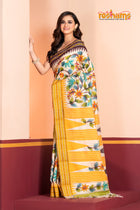 Vidarbha Pure Tussar White Yellow Kalamkari