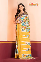 Vidarbha Pure Tussar White Yellow Kalamkari
