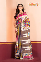 Vidarbha Pure Tussar White Purple Kalamkari
