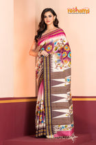 Vidarbha Pure Tussar White Purple Kalamkari