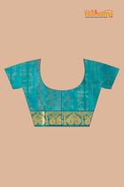 Pure Silk Paithani with green body with sea green Pallu