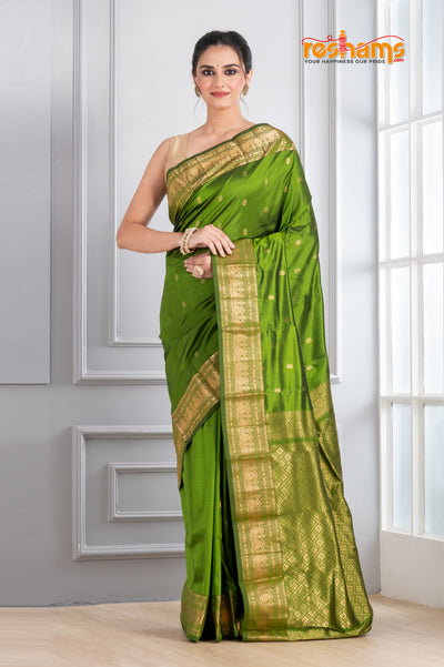Kanjivaram Pure Silk Green  festive saree