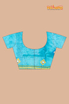 Tussar Kantha Stitch with yellow sky hand paint big flower motif