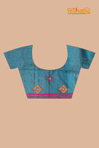 Tussar Kantha Stitch With Orange Green Hand Paint Big Flower Motif