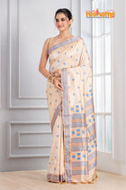 Assam Silk White Gold Blue