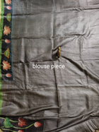 Hand Embroidered Hand Painted Kantha Stitch Mixed Saree – Woven in Pure Tussar Silk