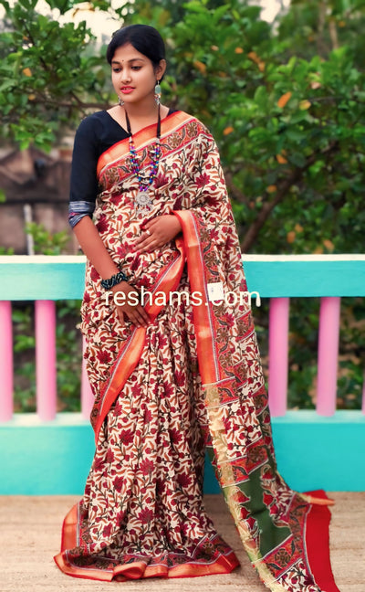 Maheshwari Zari Cotton Saree - Mixed Colour