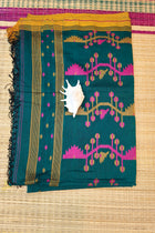 Handloom Cotton Dark Green With Jamdani Work Saree