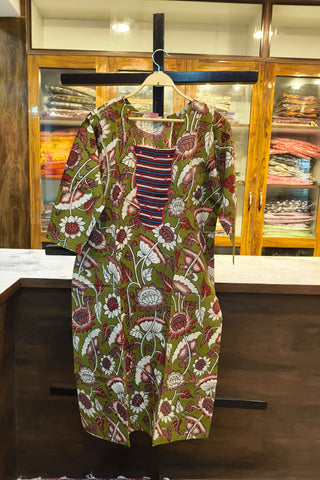 GREEN WHITE BOUTIQUE COTTON KURTI