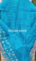 Linen Cotton Hand Paint Saree – Dark Blue Body with Golden Zari Border