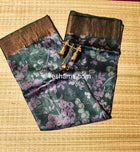 Pure Tussar Silk Saree – Printed with Green and Golden Zari Border