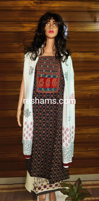 Cotton Ajrakh salwar with embroidery work in Black