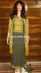 Cotton Ajrakh salwar with Colour Golden Mustard Yellow and Green