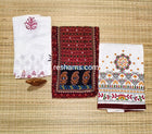 Cotton Ajrakh salwar with embroidery work in Brick Red