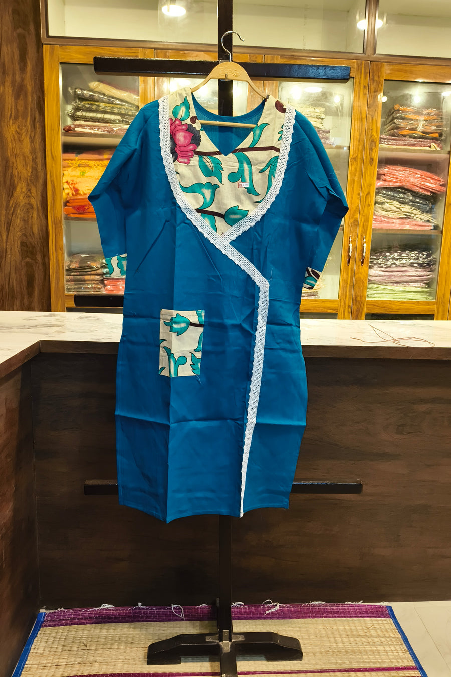 PEN KALAMKARI BLUE BOUTIQUE COTTON KURTI
