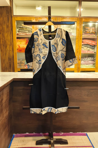 PEN KALAMKARI BLACK BOUTIQUE COTTON KURTI Test1