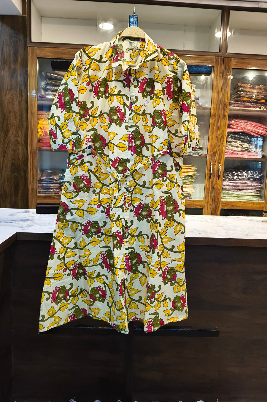PEN KALAMKARI white BOUTIQUE COTTON KURTI Dress