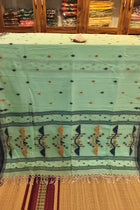 Handloom Cotton Light Green With Jamdani Work Saree