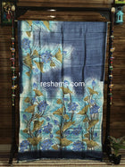 Hand Embroidered Hand Painted Kantha Stitch Mixed Saree – Woven in Pure Tussar Silk