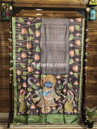 Hand Embroidered Hand Painted Kantha Stitch Mixed Saree – Woven in Pure Tussar Silk