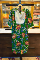 WHITE Green White BOUTIQUE COTTON KURTI