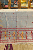 Handloom Cotton Light Grey With Jamdani Work Saree