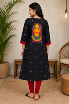 BLACK RED MOTIF BOUTIQUE COTTON KURTI