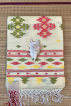 Handloom Cotton Pale White With Jamdani Work Saree