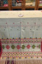 Handloom Cotton Pale White With Jamdani Work Saree