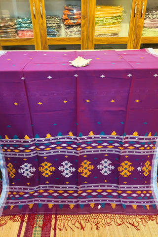 Handloom Cotton Purple With Jamdani Work Saree