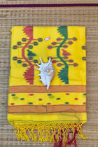 Handloom Cotton Yellow With Jamdani Work Saree