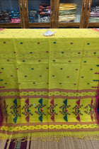 Handloom Cotton Yellow With Jamdani Work Saree